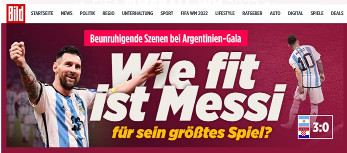 "Como está apto Messi". O alemão "Bild" foi mais um que exaltou a exibição e inserção do camisa 10 no esquema argentino.