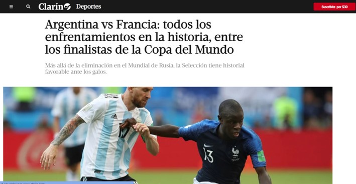 O "Clarín", da Argentina, já postou uma matéria relembrando todos duelos da história dos finalistas da competição.