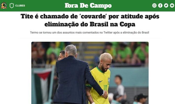 Assim como parte da imprensa, o LANCE! deu voz para a opinião de torcedores da Seleção Brasil que expuseram seu descontentamento com Tite. Entre os comentários, a palavra "covarde" para comentar a postura após a eliminação foi bastante utilizada.