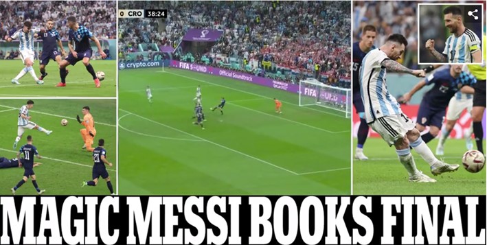 O jornal britânico "Daily Mail" declarou a classificação da Argentina para a grande final dessa maneira: "Messi mágico reserva final".