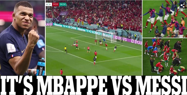 O "Daily Mail", do Reino Unido, foi direto ao ponto e demonstrou empolgação no duelo dos companheiros de Paris Saint-Germain: "É Mbappé vs Messi".