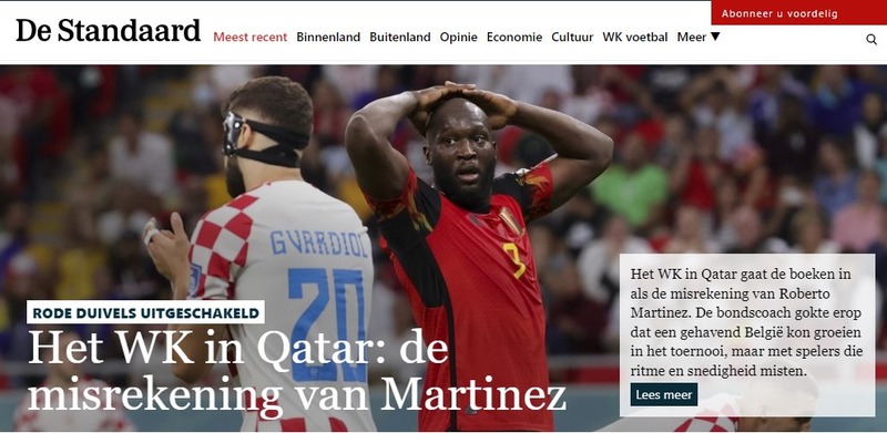 O jornal belga "De Standaard" relatou que o plano de Martínez, técnico da Bélgica, de errado.