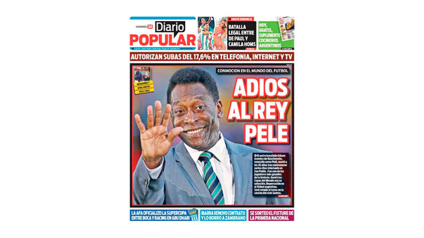 DIARIO POPULAR (ARGENTINA): "Adeus ao Rei Pelé"