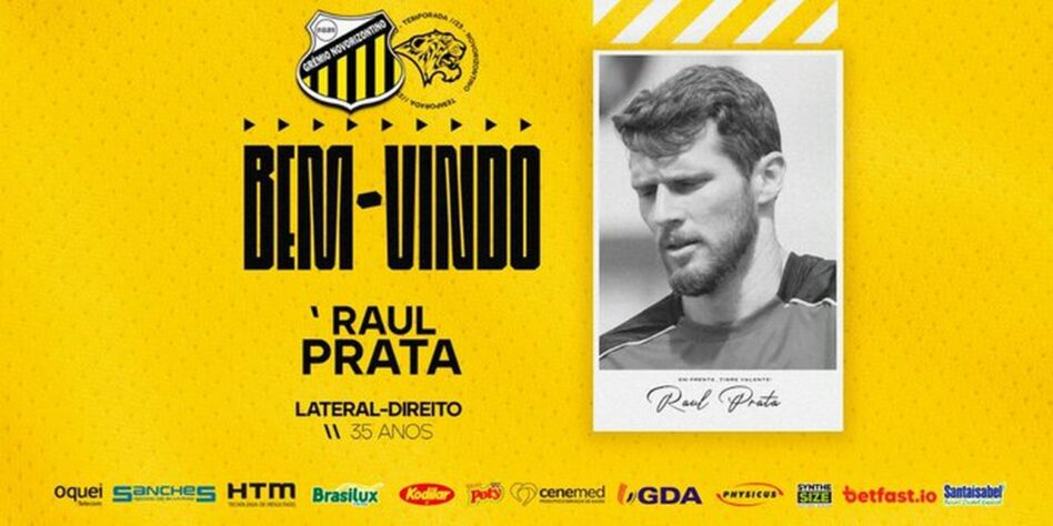  FECHADO - O lateral-direito Raul Prata, de 35 anos, foi confirmado pelo Novorizontino como novo reforço. Ele jogou a última temporada pelo CRB.
