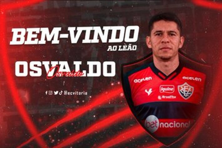 FECHADO - O Vitória anunciou as contratações do atacante Osvaldo, 35 anos,  e o lateral-esquerdo João Lucas, de 31. Os contratos são válidos até o fim de 2023.