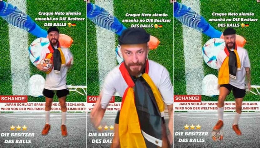 Fred, do Desimpedidos, satirizou o vídeo do apresentador Neto revoltado. O influenciador incorporou um "Neto alemão" indignado com o vexame da Alemanha na Copa do Mundo.