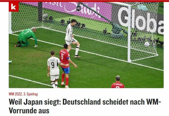 O jornal alemão "Kicker" disse que os compatriotas ficaram de fora, mesmo com a vitória, por conta do triunfo japonês sobre a Espanha.