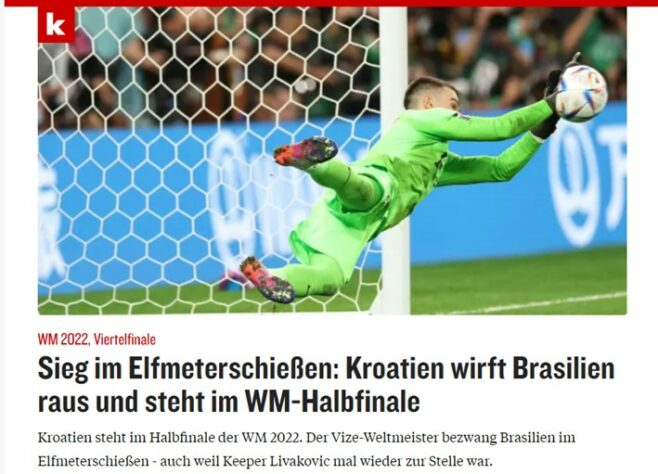 O alemão "Kicker" foi direto ao ponto e destacou a vitória nas penalidades da Croácia.