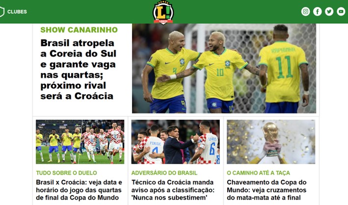 Bônus: No Brasil, o LANCE! destacou a poderosa vitória contra a Coreia do Sul. Além disso, o portal prossegue com sua cobertura diária da Copa e da Seleção Brasileira.