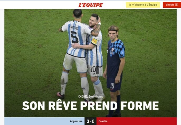 "Seu sonho toma forma". Com essa capa, o "L'Équipe", da França, contou sobre a vontade do lendário atleta de conquistar este importante título.