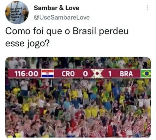 Em memes, torcedores brasileiros mostram frustração por não ter Brasil x Argentina pelas semifinais da Copa do Mundo.