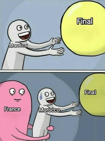 Após derrota de Marrocos, memes brincam com final da Copa do Mundo entre França e Argentina.