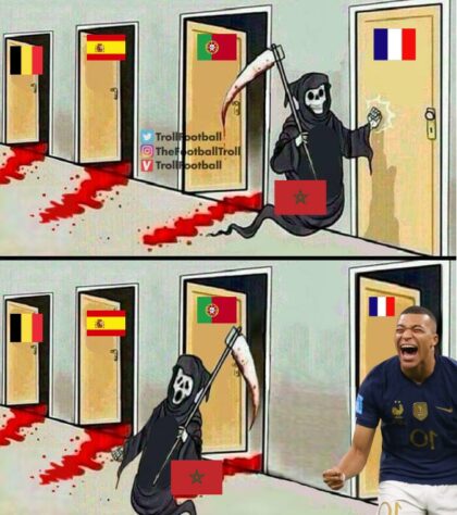 Após derrota de Marrocos, memes brincam com final da Copa do Mundo entre França e Argentina.