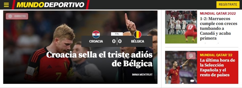 O espanhol "Mundo Deportivo" decretou que "A Croácia selou o triste adeus da Bélgica".