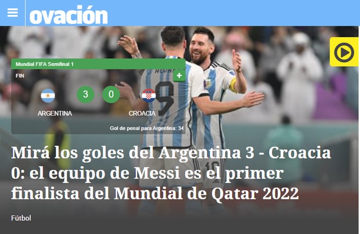 O jornal uruguaio "Ovación" chamou a Argentina de "equipe de Messi".