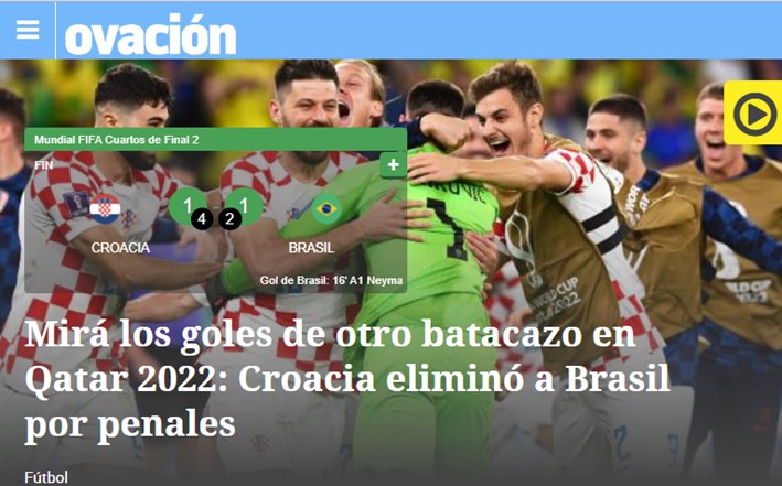 O jornal uruguaio Ovación declarou que houve "outro baque" na Copa do Mundo.