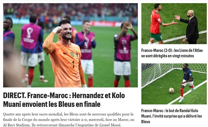 O francês "Parisien" decretou que o The Hernández e o Kolo Muani colocaram os Blues na finalíssima da competição.
