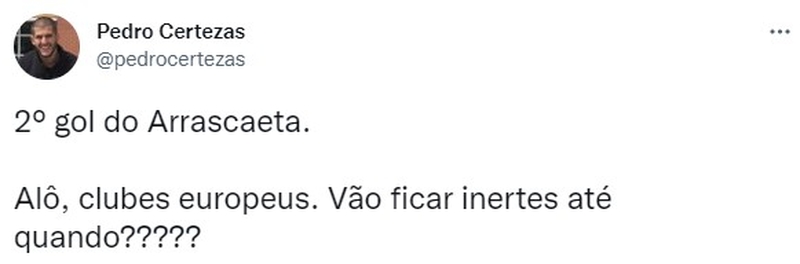 O jornalista Pedro Certezas, ilustre botafoguense, alertou os times gringos sobre o Arrascaeta e fez um pedido, em tom de brincadeira, com a finalidade dele sair do Flamengo.