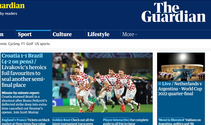 O britânico "The Guardian" adotou um caráter mais noticioso para informar sobre a situação.