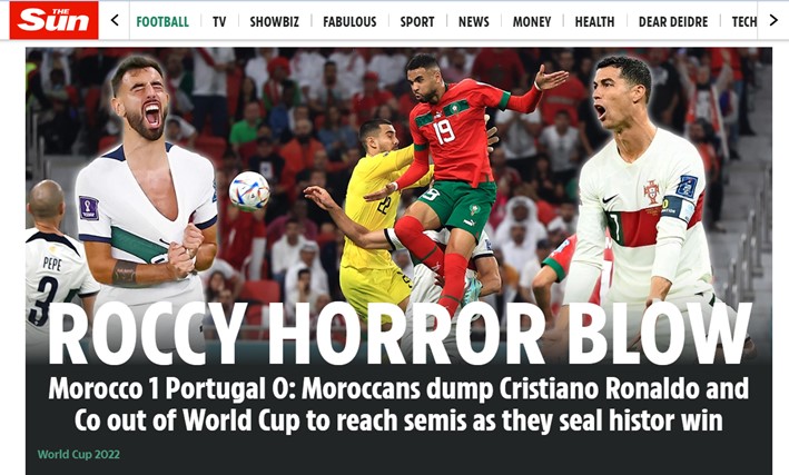 O britânico "The Sun", com Cristiano Ronaldo estampado na capa, falou do "golpe" feito pelos marroquinos.