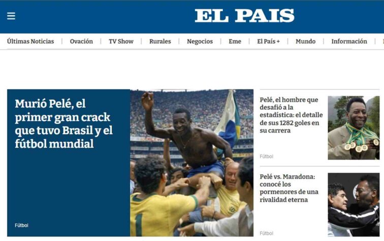 Nossos vizinhos uruguaios também prestaram homenagens ao Rei. 'El País' descreveu Pelé como 'o primeiro grande craque do Brasil e do futebol mundial'. 