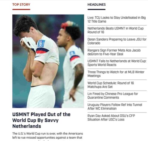 De forma direta, o 'Sports illustrated' escreveu: 'Estados Unidos eliminados da Copa para a experiente Holanda'.