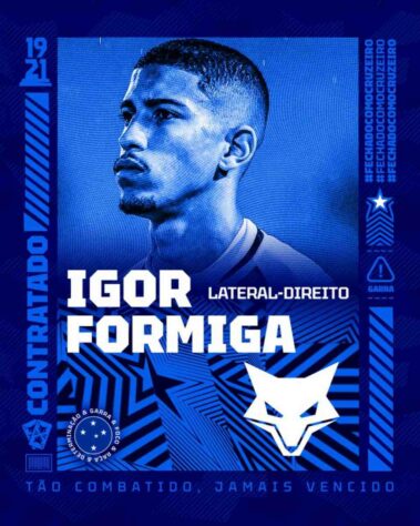 FECHADO - O Cruzeiro confirmou a contratação do lateral-direito Igor Formiga. O atleta chega para vínculo até dezembro de 2024.