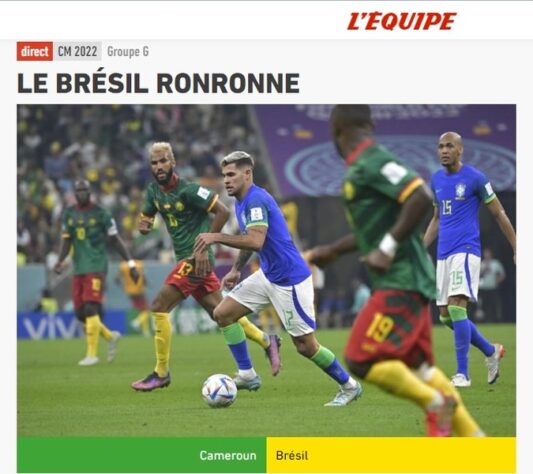 A Seleção Brasileira tropeçou diante dos camaronenses. Mesmo com o domínio dos "reservas" do Brasil, foram os Leões Indomáveis que fizeram o único gol do jogo. As reações da imprensa internacional foram diversas. O "L'Équipe", da França, estampou em seu título que "O Brasil ronrona". Confira as impressões de veículos internacionais.