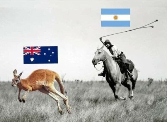 Os melhores memes da vitória da Argentina sobre a Austrália pelas oitavas de final da Copa do Mundo.