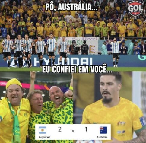 Os melhores memes da vitória da Argentina sobre a Austrália pelas oitavas de final da Copa do Mundo.