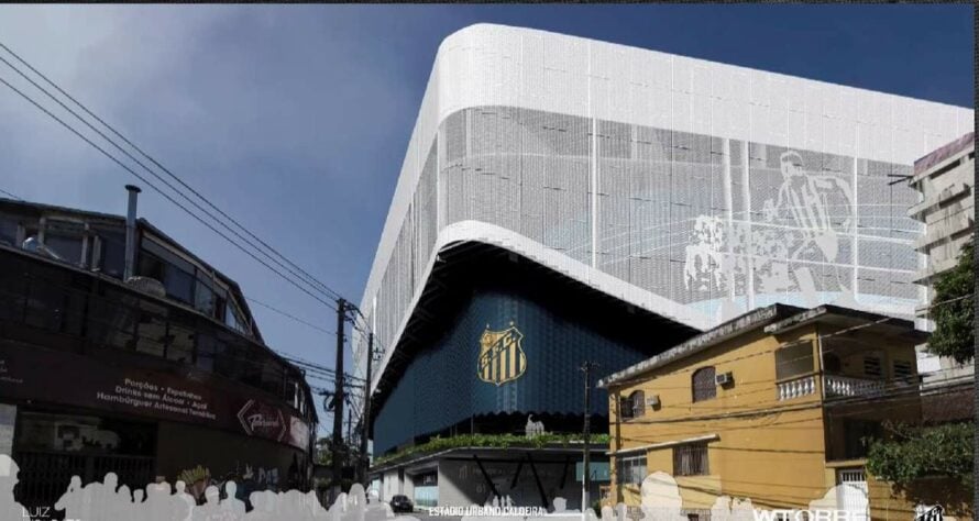 Projeção da possível nova fachada da Vila Belmiro