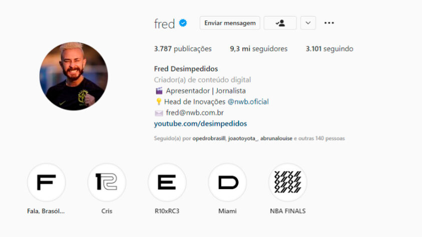 Atualmente, aos 33 anos, Fred acumula mais de 9,3 milhões de seguidores em sua conta no Instagram.