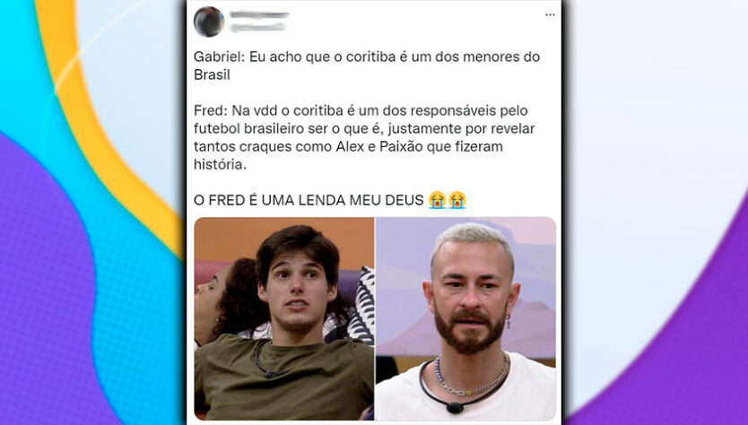 Virou meme no BBB: Internautas criam conversas fakes entre Fred Desimpedidos e Gabriel.