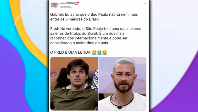 Virou meme no BBB: Internautas criam conversas fakes entre Fred Desimpedidos e Gabriel.