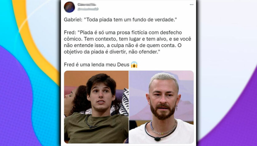 Virou meme no BBB: Internautas criam conversas fakes entre Fred Desimpedidos e Gabriel.