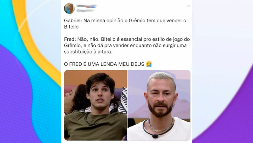 Virou meme no BBB: Internautas criam conversas fakes entre Fred Desimpedidos e Gabriel.