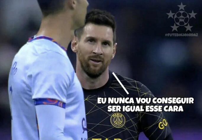 Em amistoso, o Paris Saint-Germain venceu o combinado de jogadores da Arábia por 5 a 4, com direito a dois gols de CR7 e um gol de Messi. Encontro entre os dois craques agitou as redes sociais. Confira! (Por Humor Esportivo)