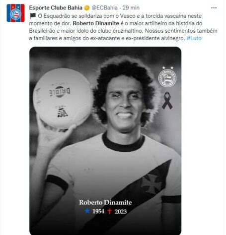 O Bahia se solidarizou com a morte do jogador e prestou suas condolências ao ex-jogador e presidente do Vasco.