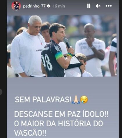 Pedrinho, comentarista e ex-jogador do Vasco, fez uma publicação no seu Instagram: "o maior da história do Vascão"