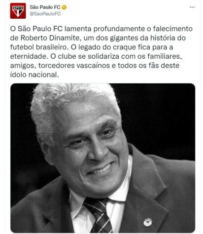 O São Paulo foi outro clube brasileiro que se solidarizou com a morte do centroavante.