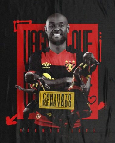 FECHADO - O experiente Vagner Love renovou seu contrato com o Sport. O anúncio da extensão do vínculo foi feito nas redes sociais. 