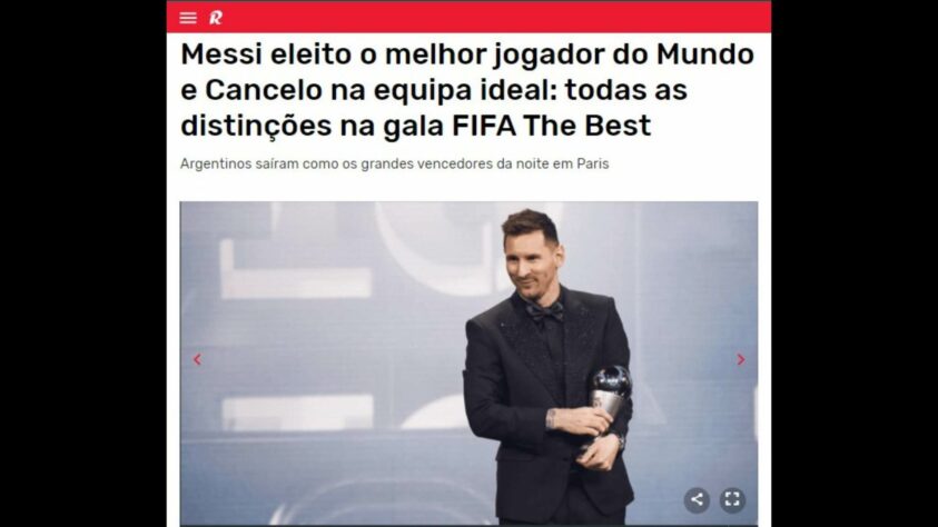 Para encerrar o tour por Portugal, o 'Record' foi uma mescla entre os seus dois concorrentes, unindo as vitórias de Messi e Cancelo na mesma manchete. 