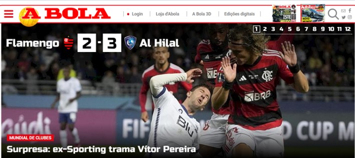 O português "A Bola" foi outro portal que ressaltou Luciano Vietto, ex-jogador do Sporting. Além disso, relembrou que o camisa 10 foi o responsável pela eliminação do treinador compatriota Vítor Pereira.