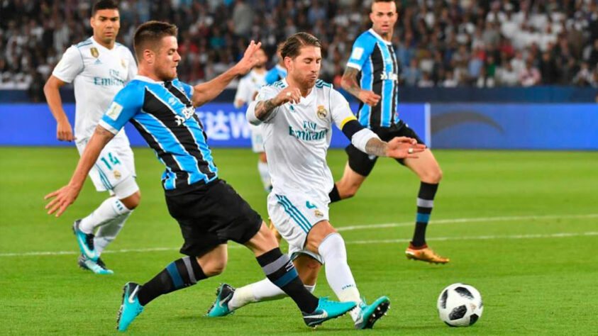 Grêmio: 16/12/2017 (foto) - Grêmio 0x1 Real Madrid - Zayed Sports City Stadium (Abu Dhabi, Emirados Árabes Unidos) / 24/05/1961 - Real Madrid 4 x 1 Grêmio - Stade de La Meinau (Strasbourg, França).