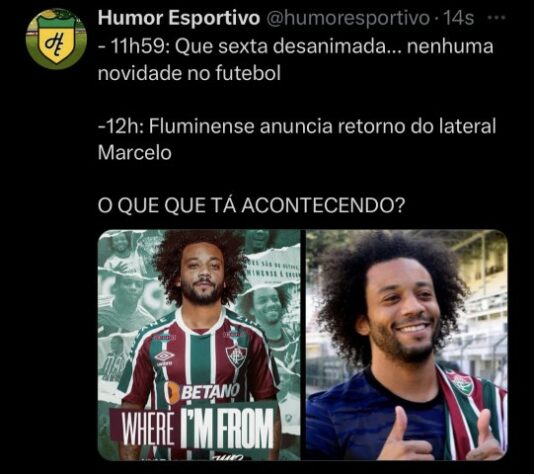 Contratação do lateral-esquerdo Marcelo pelo Fluminense rendeu memes na web