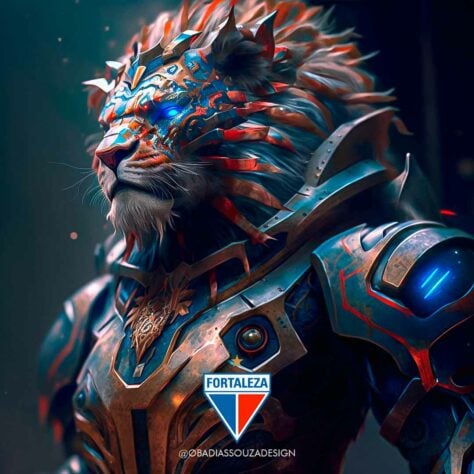 O Leão, mascote do Fortaleza, recriado com uso da Inteligência Artificial