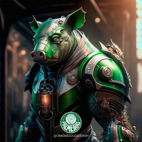 O Porco, mascote do Palmeiras, recriado com uso da Inteligência Artificial