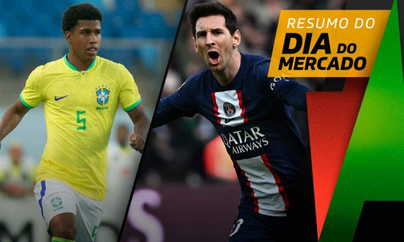 Vasco e Palmeiras na briga por Andrey Santos, Barcelona se reúne com pai de Messi... tudo isso e muito mais a seguir no resumo do Dia do Mercado desta quarta-feira (22)!