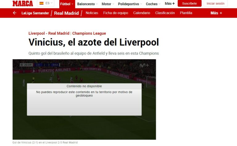 O "Marca" também destacou o atacante em outra publicação: "Vinícius, o flagelo do Liverpool".
