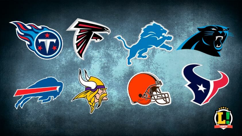 Equipes que ainda buscam o primeiro título: Tennessee Titans; Atlanta Falcons; Los Angeles Chargers; Bufallo Bills; Cincinnati Bengals; Minnesota Vikings; Arizona Cardinals; Detroit Lions; Cleveland Browns; Jacksonville Jaguars; Houston Texans; Carolina Panthers.